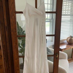 White Satin Midi Slip Dress - Go Beyond Chic